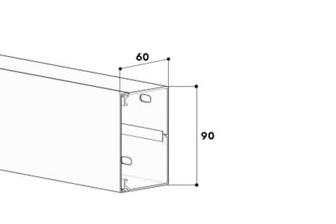 - GGK recht kabelkanaal - 60x90mm - 2mtr/lng   - GGK recht kabelkanaal - 60x90mm - 2mtr/lng