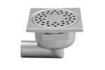Linum - RVS VLOERAFVOERPUT 150X150MM - ZIJDELINGSE AFVOER 50MM 
