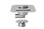 Linum - Rvs vloerafvoerput 200x200mm - zijdelingse afvoer 63mm - zware lasten 