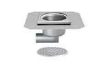 Linum - Rvs vloerafvoerput 200x200mm - zijdelingse afvoer 63mm 