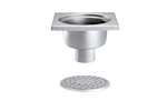Linum - Rvs vloerafvoerput 200x200mm - verticale afvoer 63mm 