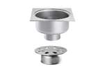 Linum - Rvs vloerafvoerput 250x250mm - verticale afvoer 100mm 