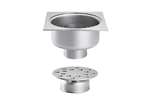 Linum - Rvs vloerafvoerput 250x250mm - verticale afvoer 100mm - zware belasting 