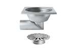 Linum - Rvs vloerafvoerput 300x300mm - zijdelingse afvoer 100mm 