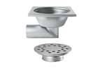 Linum - Rvs vloerafvoerput 300x300mm - zijdelingse afvoer 100mm - zware lasten 