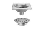Linum - Rvs vloerafvoerput 300x300mm - verticale afvoer 100mm - zware belasting 