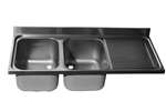 Linum - Spoeltafelblad 1800x600mm - 2xspoelbak 500x400x300mm/afdruip rechts 