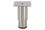 Linum - Rvs stelvoet 145mmh - 100x80mm - ø10mm - rvs plaat - zwarte kunststof zool 
