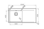 Linum - Spoeltafelblad maronia 1000x520mm - 1xspoelbak 450x400x200mm/afdruip rechts 