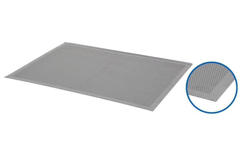 Bakplaat alu 800x600x10mm geperforeerd - 2 schuine boorden opening 60 2mm 