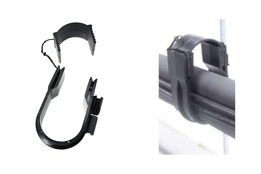 Collier plastique pour tube ø38 &amp; ø54mm - fixation m8 - 5pce/pck 