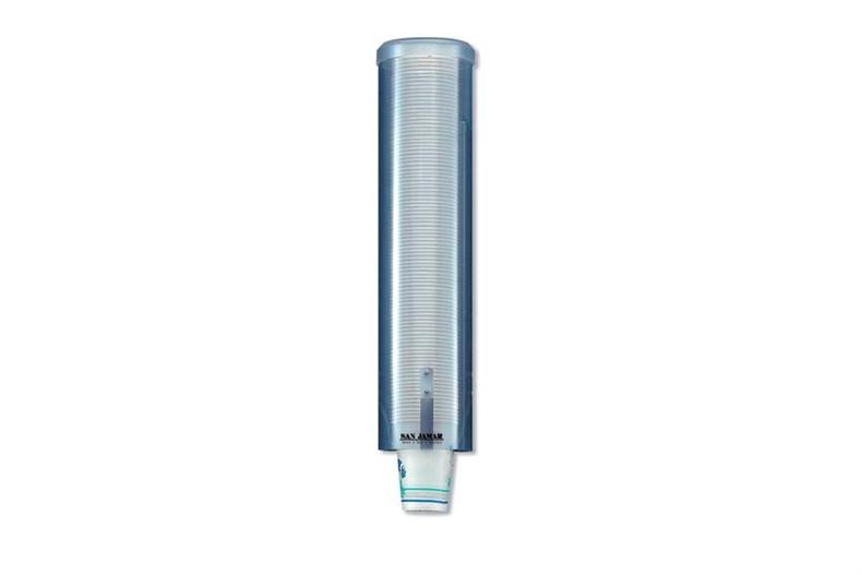Watercupdispenser 'pull' type - breed - transparant blauw - ø70-85mm 