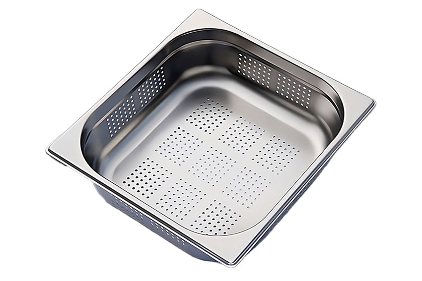 GN2/3 - 100mm CNS Behälter - Gelocht - V-Line 