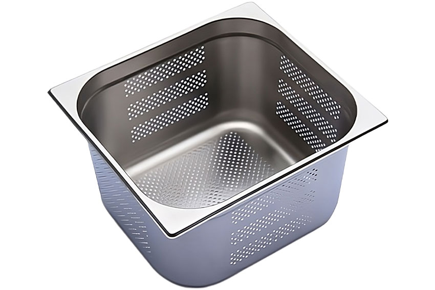 GN2/3 - 200mm CNS Behälter - Gelocht - V-Line 