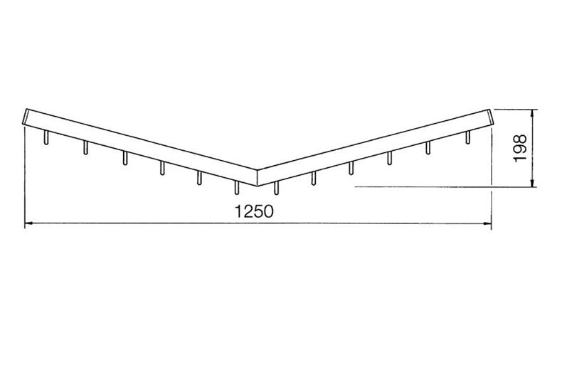 Aluminium vleesbaar geplooid onder - 1250mm 