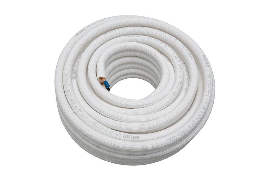 Pre-insulated copper pipe 1/4'+1/2' - fire rating bl-s1-d0 - 15mtr/rol 