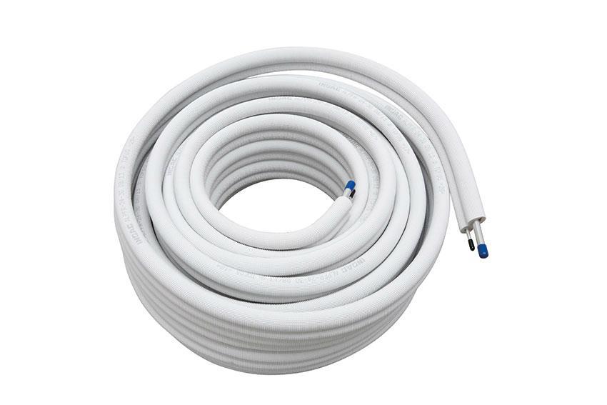 Geisoleerde aluminium leiding 1/4'+1/2' - brandklasse b-s1-d0 - 30mtr/rol 