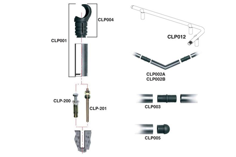 Kunststof verbindingsstuk vloer/RVS buis 