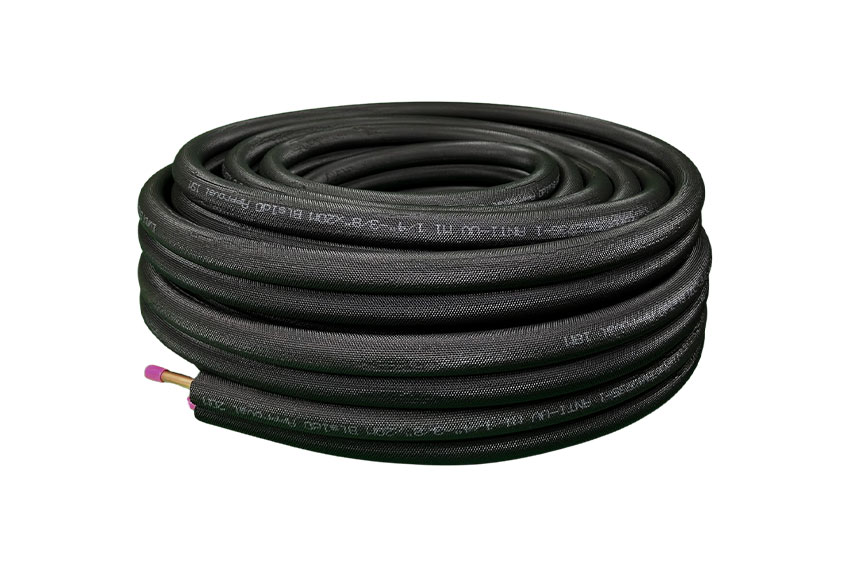 Pre-insulated copper pipe 1/4'+3/8' - fire rating bl-s1-d0 - 30mtr/rol 