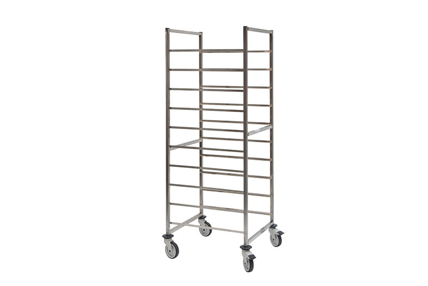 RVS regaalwagen gastro - 650x530mm - 10 niveaus - type t - in: 530mm 