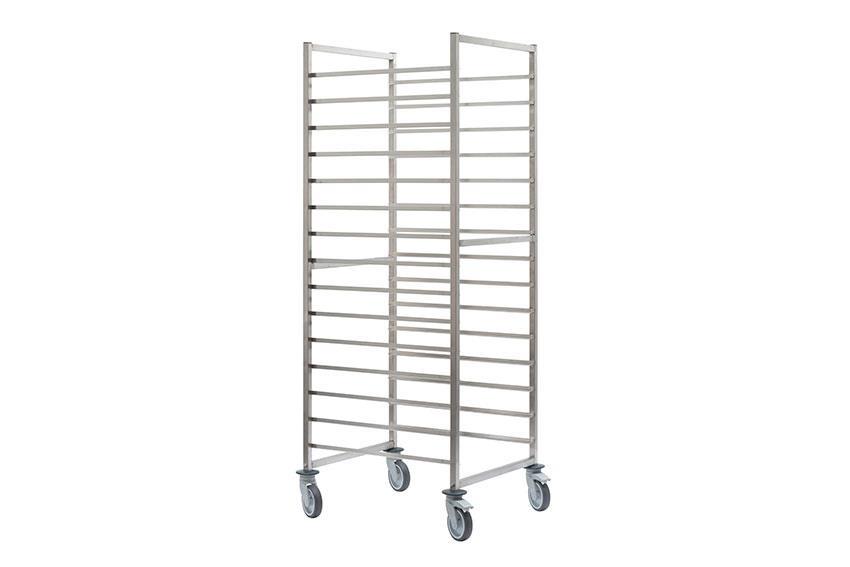 RVS regaalwagen gastro - 650x530mm - 15 niveaus - type t - in: 530mm 