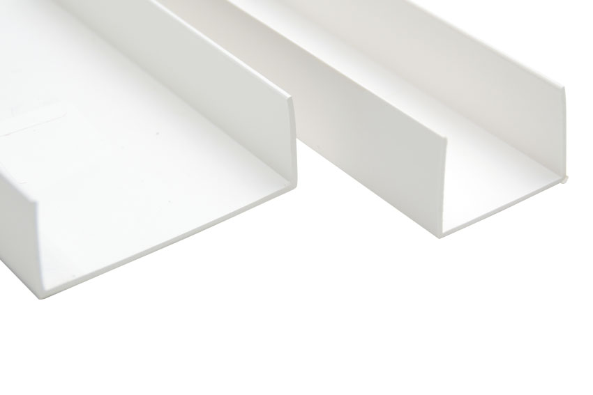 Profil-u PVC droit - symetrique - 60mm - 4mtr/lng - épaisseur 1.5mm - mat. recup 