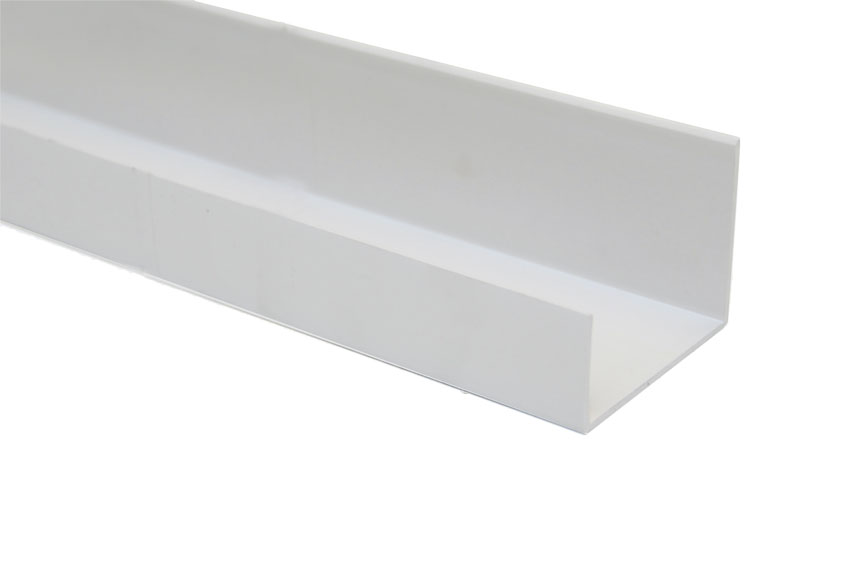 Profil u droit asymetrique - PVC - 60mm - 4mtr/lng 