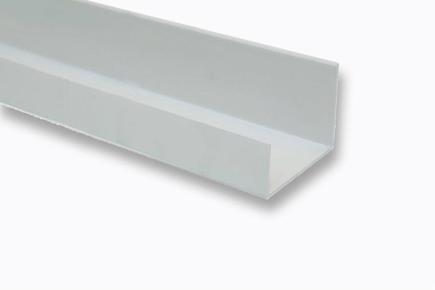 U de montage PVC 80mm - execution asymetrique - 4mtr/lng 