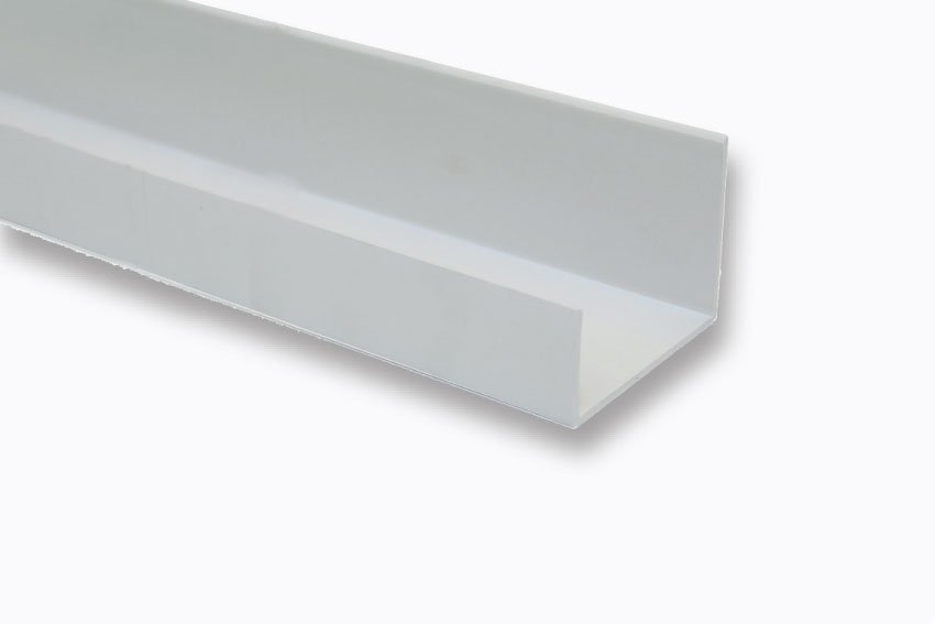 Profil u droit asymetrique - PVC - 100mm - 4mtr/lng 