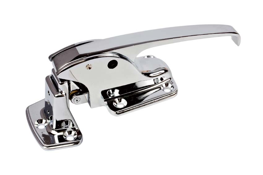 651.01 - serrure en applique chromée, avec gache - dec. réglable 18 à 30mm 