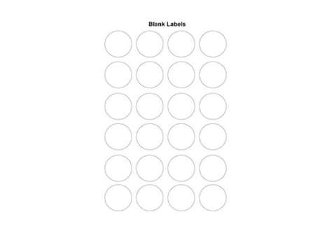 Feuille avec 24 etiquettes blanches