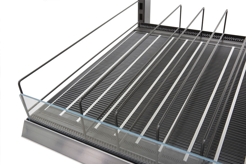 Vast schap 760mm met rollers - schuin instelbaar + plexi 80mm 