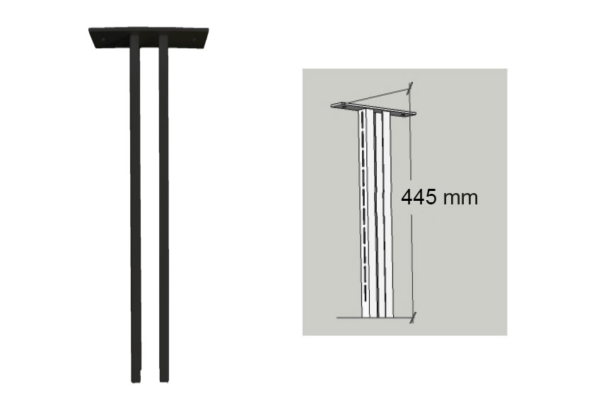 Support plafond - L 445mm - H = 2100-2400mm - tube 80x30mm 