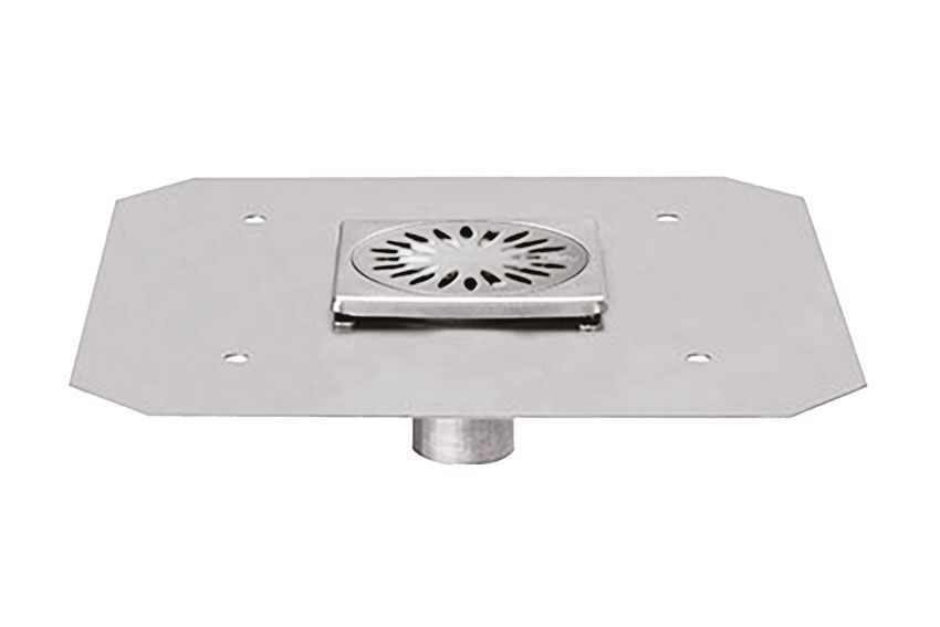 RVS vloerafvoerput 100x100mm - verticale afvoer 40mm 