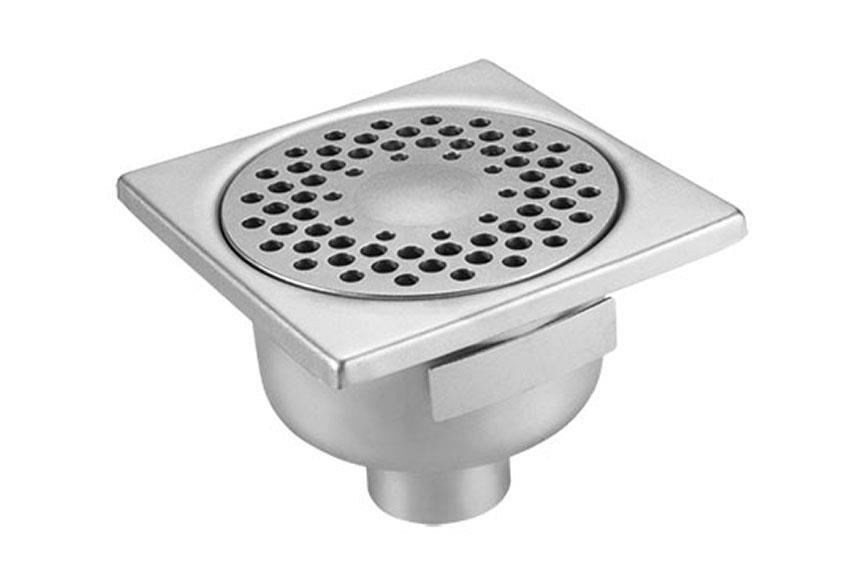 CNS Abläufe 150x150mm - Auslauf Vertikal 50mm 