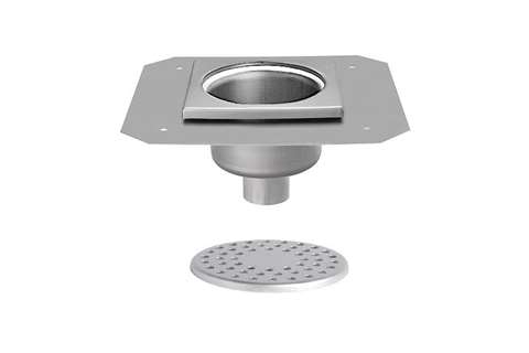 RVS vloerafvoerput 200x200mm - telescopische afvoer 63mm