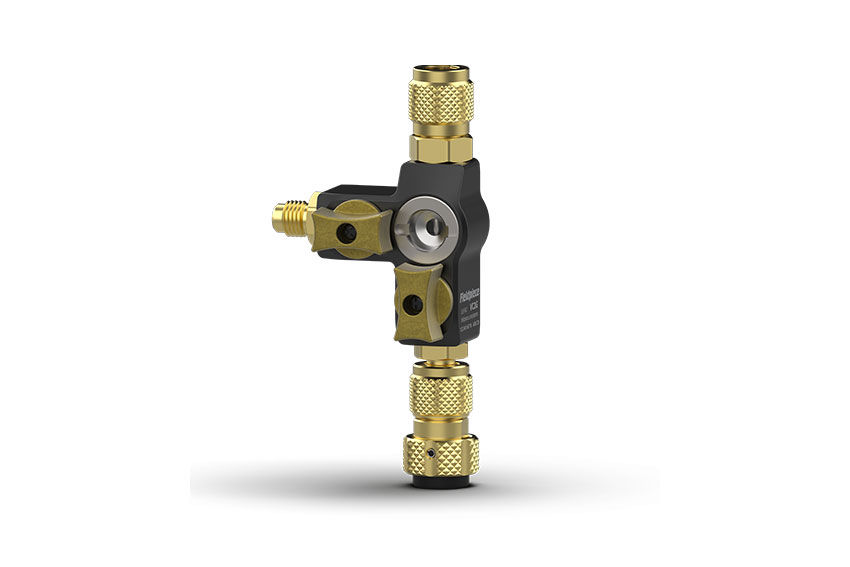 Schradertrekker 1/4' + 5/16' - met kijkglas en dubbele afsluiter 