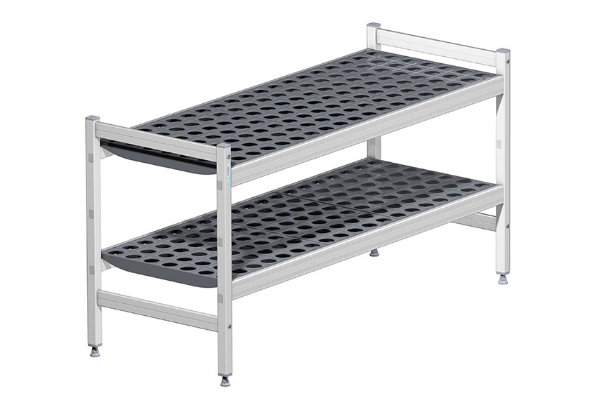 Rayonnage vestiaire / banc - 2 niveaux - 1200x460x600mm 
