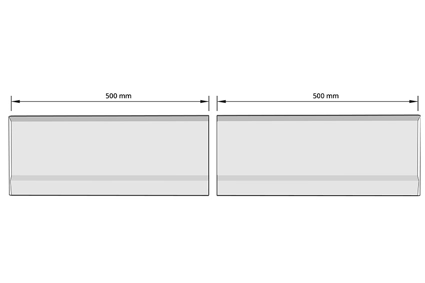 Binnenhoek polyester stootrand - 2x500mm in verstek verzaagd 