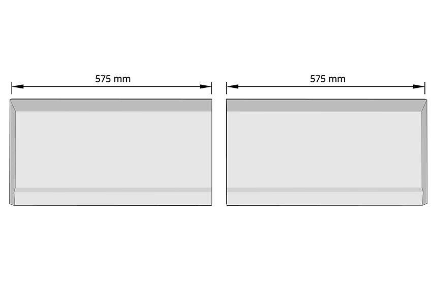 Internal corner polyester bumper - 2x575mm mitred 