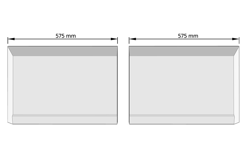 Internal corner polyester bumper - 2x575mm mitred 
