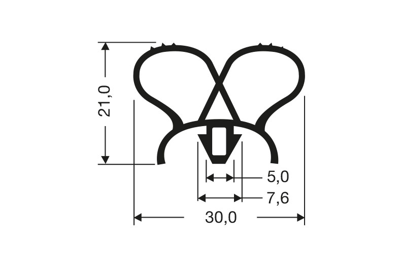 Joint en caoutchouc à clipser noir 