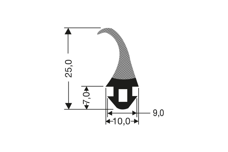 Eindrückprofil Gummi Schwarz - Fur Drehtür 
