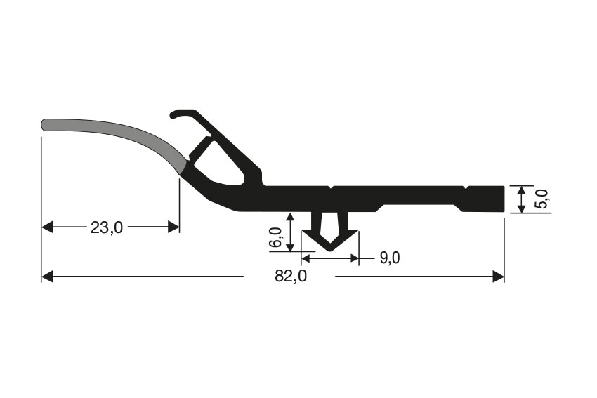 Schleifgummi Drehtür 5x 32+50mm - mit Pfeil 