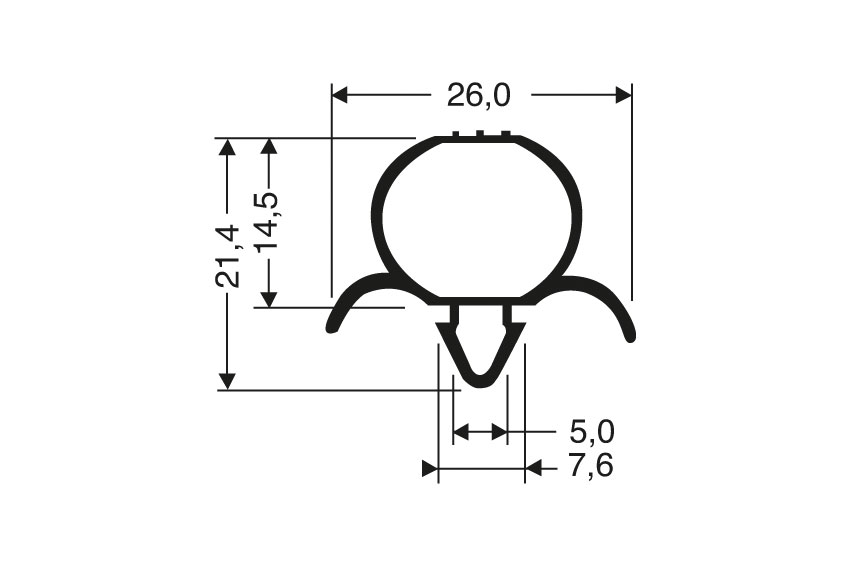 Eindrückprofil - 2500mm/lng 