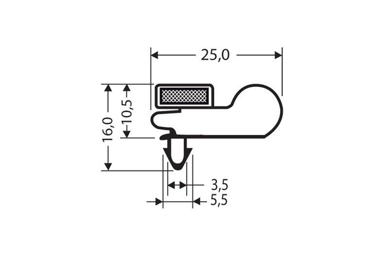 Profil à clipser avec aimant m25 - 2.5mtr/lng 