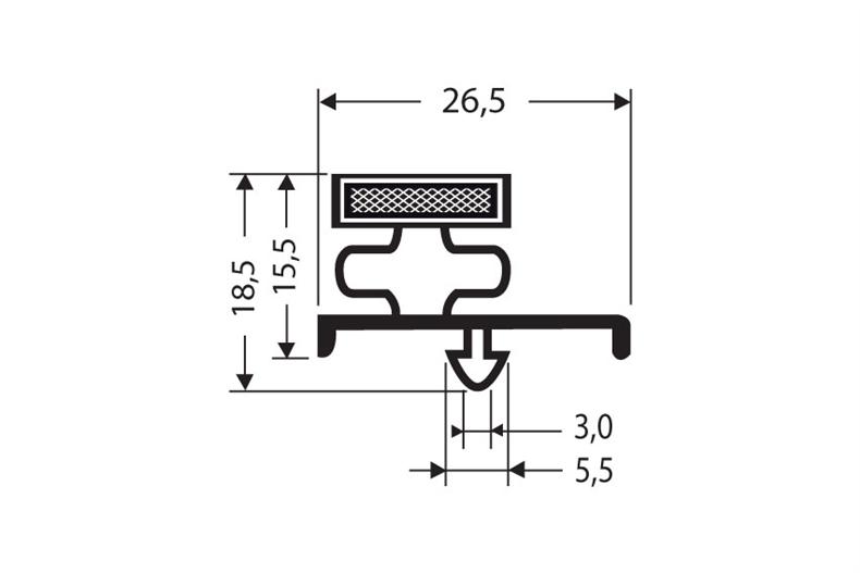 Profil à clipser avec aimant m72 - 2.6mtr/lng 
