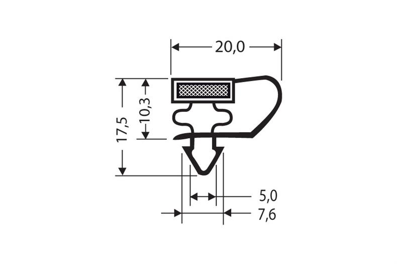 Profil à clipser avec aimant m25 - 2.55mtr/lng 
