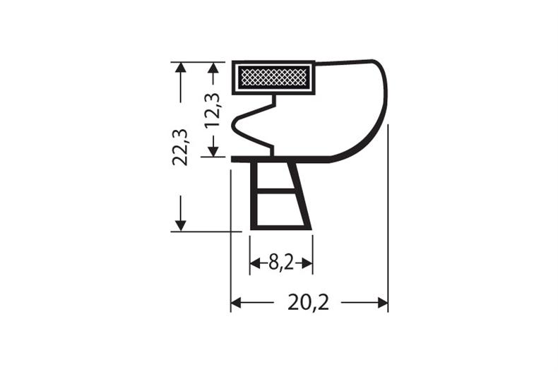 Profil à clipser avec aimant m25 - 2.55mtr/lng 
