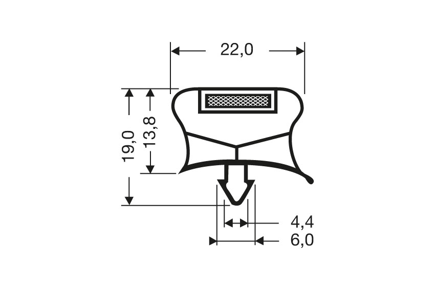 Profil à clipser avec aimant m18 - 2.55mtr/lng 